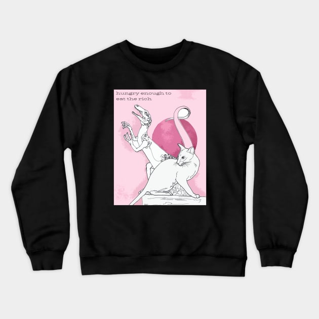 Dinosaur Cat Color Your Own Shirt Coloring Book Collage Eat The Rich Y2K Design Crewneck Sweatshirt by TriangleWorship